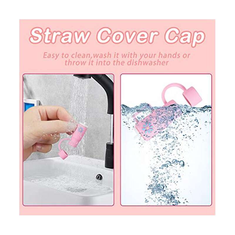 5PCS Straw Cover Cap for , Silicone Straw Topper Fit 30&40 Oz Tumbler with Handle