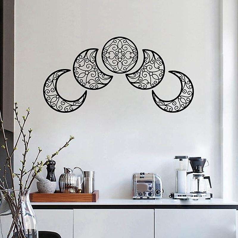 5pcs Wooden Moon Wall Decoration Boho Wall Decoration for Home Livingroom Creatives Moon Cycle Wall