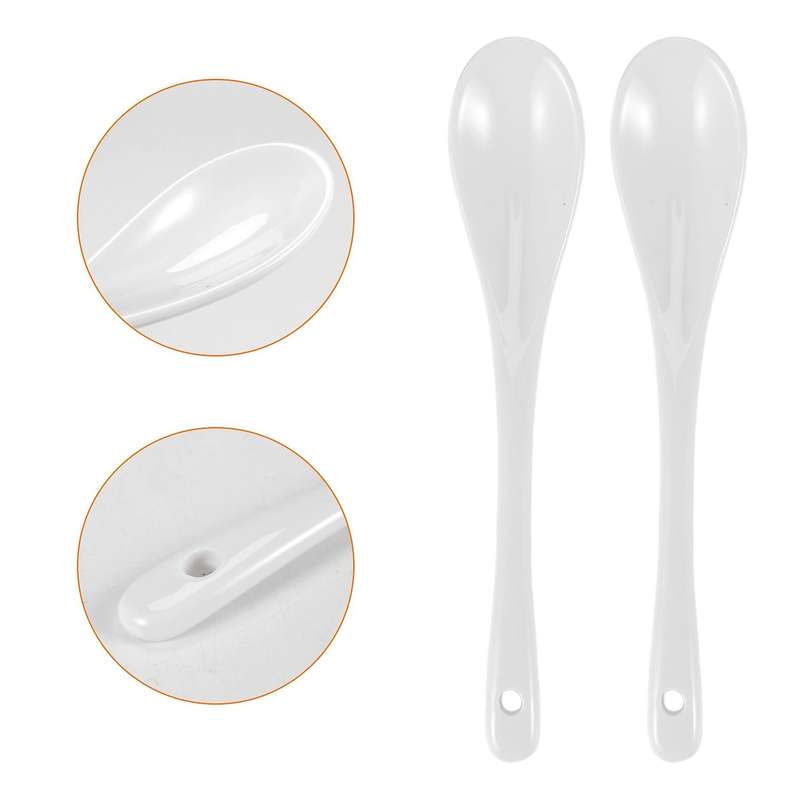 5PCS White Porcelain Egg Spoons Ceramic Spoons Coffee Dessert Spoon
