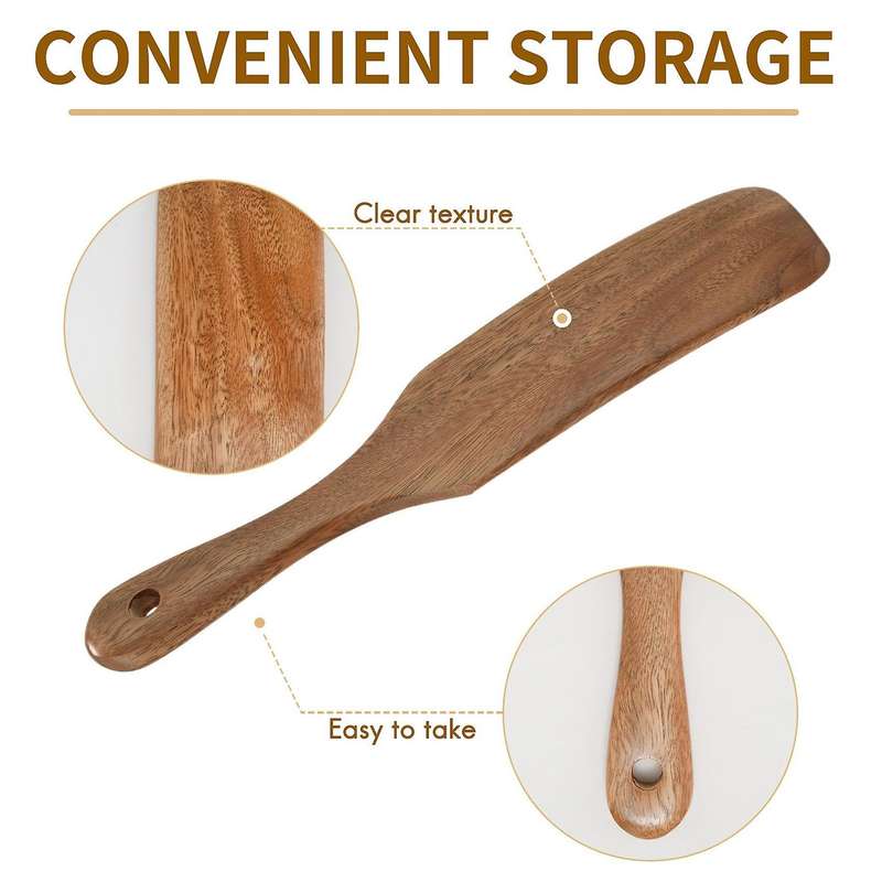 5pcs Wooden Spatula Set Wood Spoons for Cooking, Spurtles Wood Kitchen Natural Teak Utensils