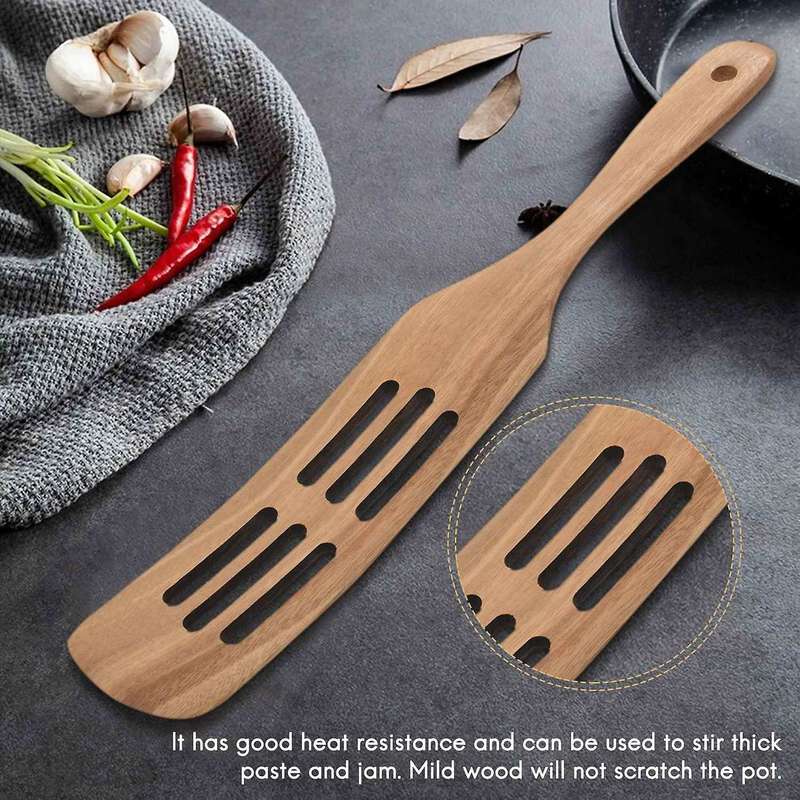 5pcs Wooden Spatula Set Wood Spoons for Cooking, Spurtles Wood Kitchen Natural Teak Utensils