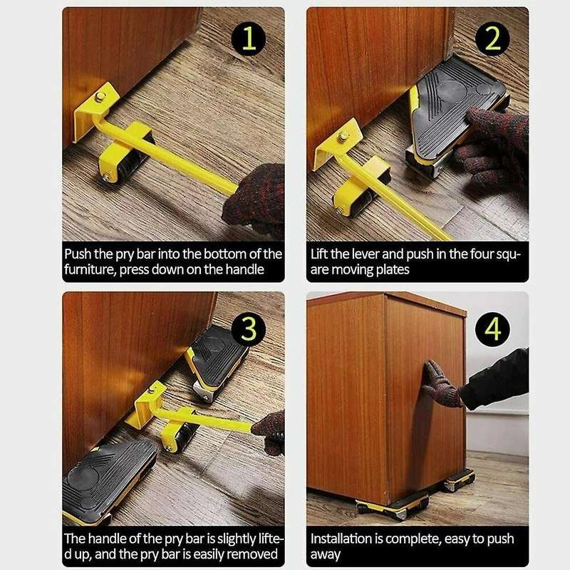 5PCs/Set Heavy Duty Furniture Lifter Furniture Mover Triangle Moving Sliders Up to 400KG Wheel Troll