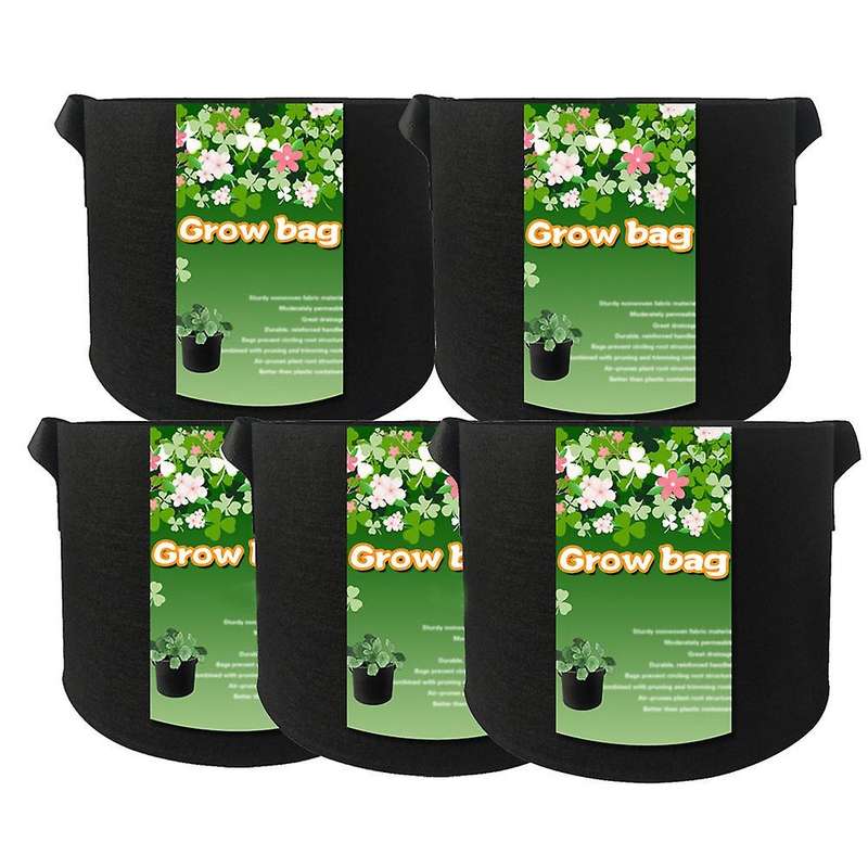 5Pcs/Set 1 Gallon Heavy Duty Thickened Fabric Pots Grow Bags Container Nursery Flowerpot Transplant