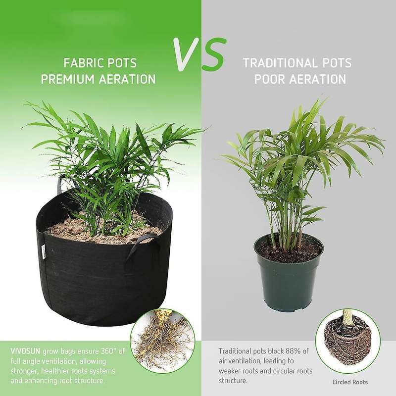 5Pcs/Set 1 Gallon Heavy Duty Thickened Fabric Pots Grow Bags Container Nursery Flowerpot Transplant