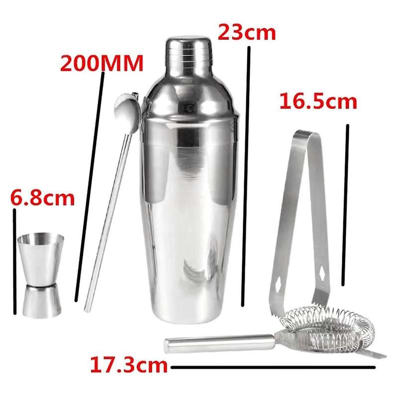 5-Piece Bar Tools Set with Shaker Jigger Strainer Muddler Cocktail Shaker Set Bar Bartender Kit Meas