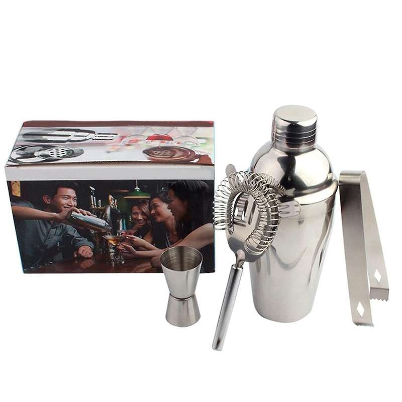5-Piece Bar Tools Set with Shaker Jigger Strainer Muddler Cocktail Shaker Set Bar Bartender Kit Meas