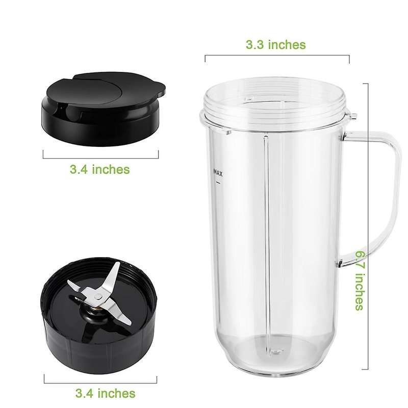 5-Piece for Blender Cups, Tall 22oz Cup with Flip-Top To-Go Lid, Blade, Blender Replacement Parts