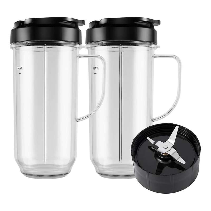5-Piece for Blender Cups, Tall 22oz Cup with Flip-Top To-Go Lid, Blade, Blender Replacement Parts