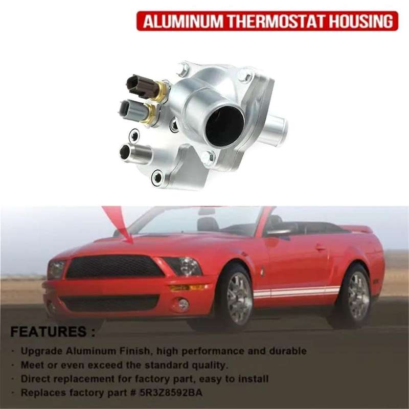 5R3E-8A586-CB Aluminum Thermostat Housing Assembly with Dual Sensors for 4.0L NA 2005-2010