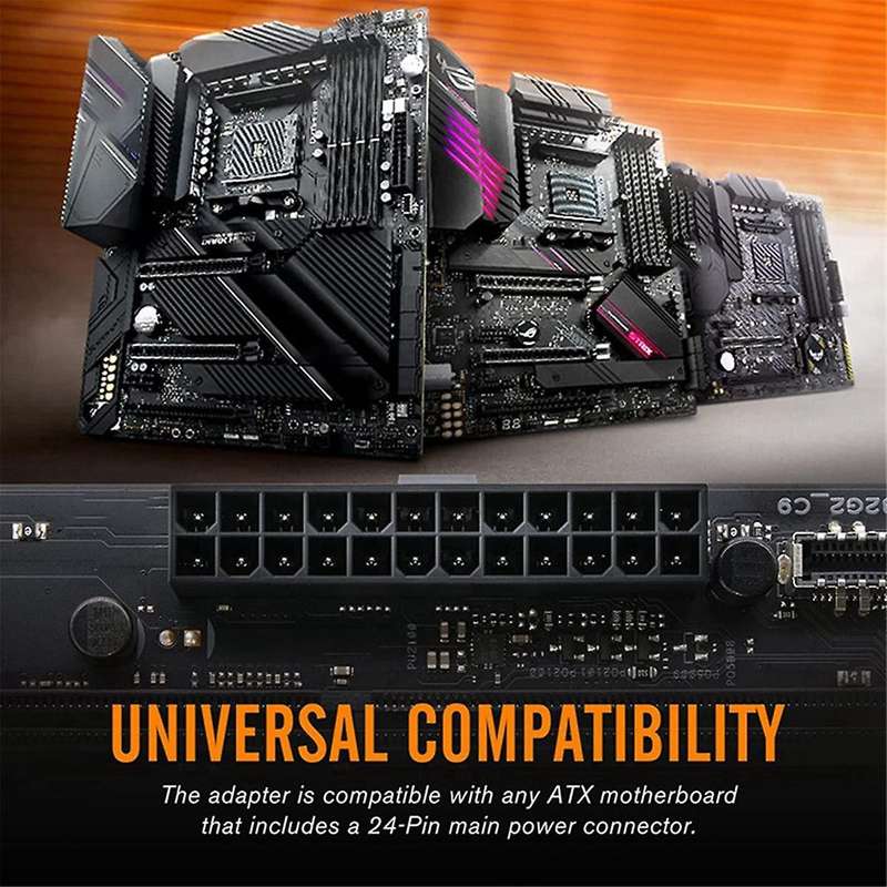 5V Synchronized 24 Pin Turn Header Computer Motherboard Atx Power Supply 24P to 90 Connector Turn Al
