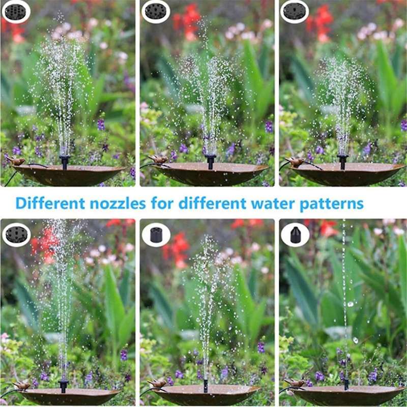 5W Solar Fountain Power Pump with 6 Nozzles for Bird Bath Fish Tank Pond or Garden Decoration