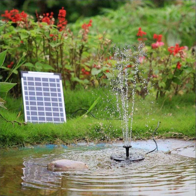5W Solar Fountain Pump, Solar Water Pump Floating Fountain Built-in with 6 Nozzles for Bird Bath Fis