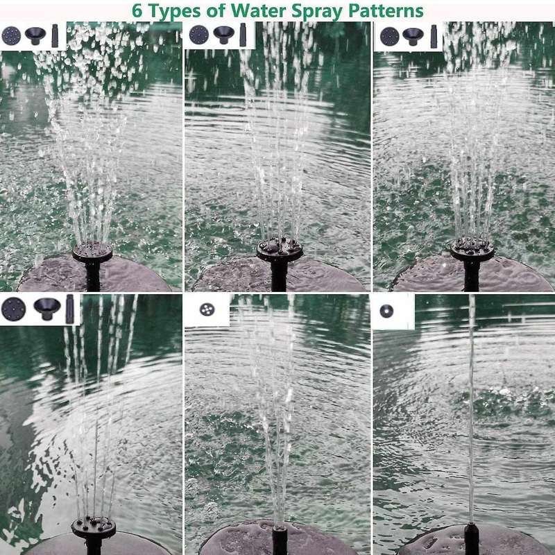 5W Solar Fountain Pump, Solar Water Pump Floating Fountain Built-in with 6 Nozzles for Bird Bath Fis