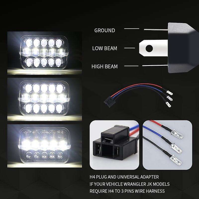 5X7 Inch 400W LED Head Light Lamp DRL Headlight Crystal Clear Hi-Lo Beam DRL Light for Truc