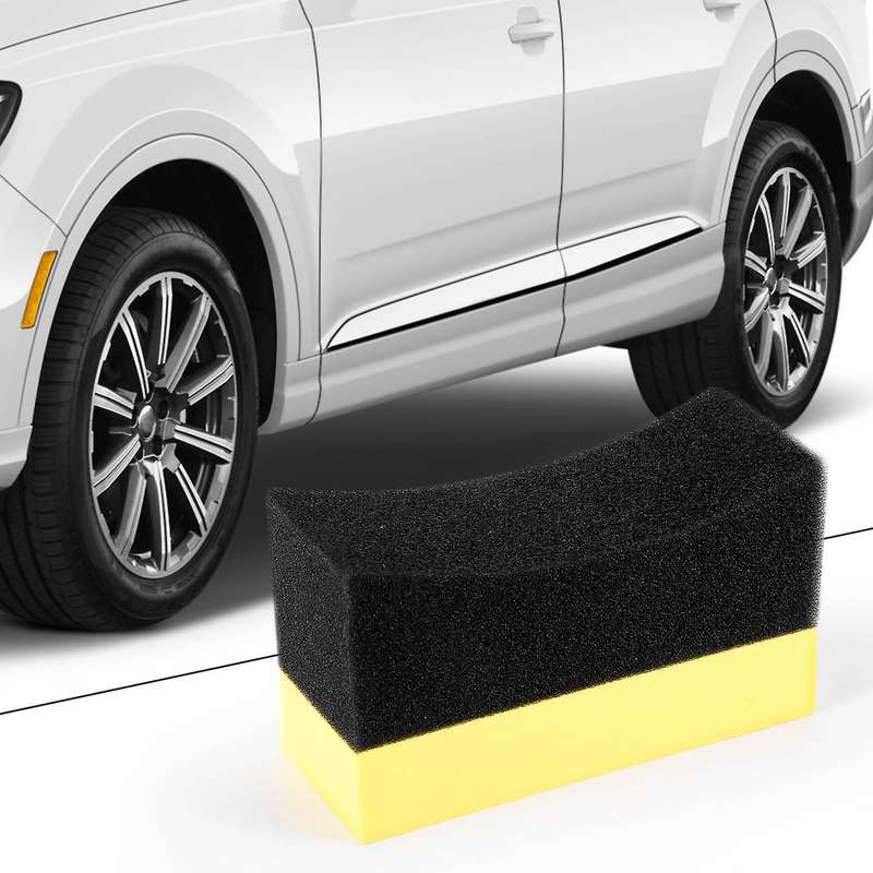 5x Professional Car Wheel Washer Curved Foam Sponge Pad Black+yellow