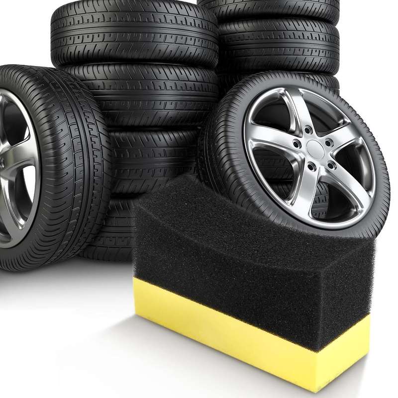 5x Professional Car Wheel Washer Curved Foam Sponge Pad Black+yellow