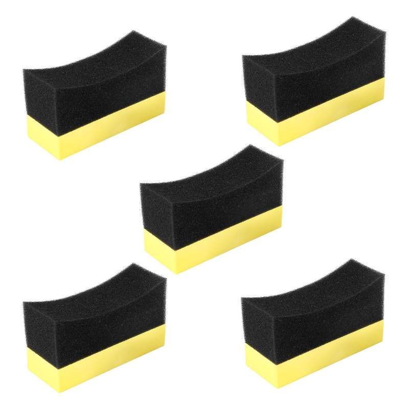 5x Professional Car Wheel Washer Curved Foam Sponge Pad Black+yellow