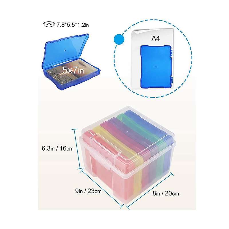 5x7 Inch Photo Storage Box Photo Organizer Picture Storage Containers Multicolor Plastic Photo Craf