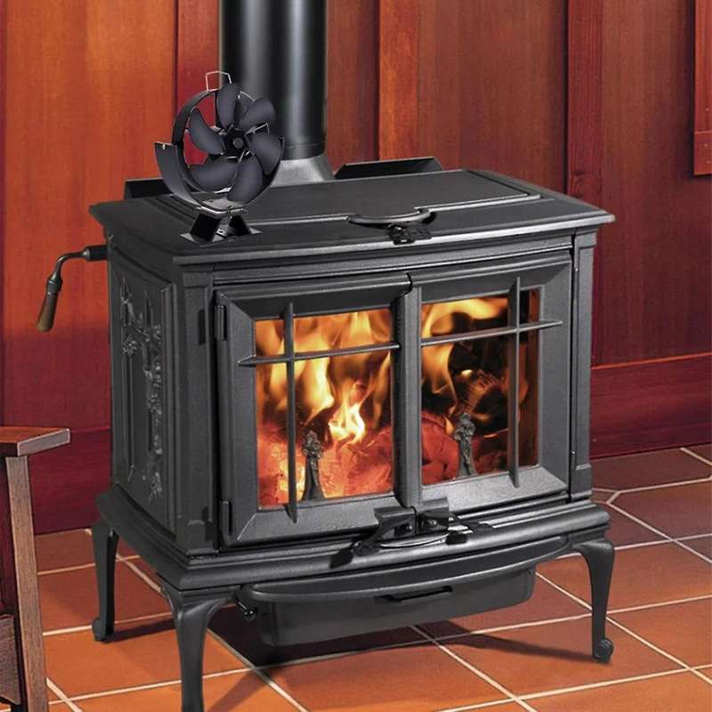 6 Blades Heat Powered Stove Fan 360 Rotating Fireplace Fan Log Wood Burner Eco-fan Quiet Stove Fan E
