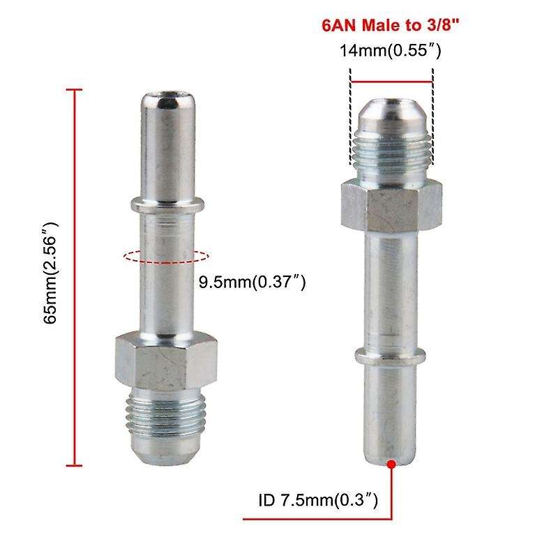 6 an Male to 3/8 Inch Fuel Fitting SAE Push on Quick Disconnect 640940 Silver EFI