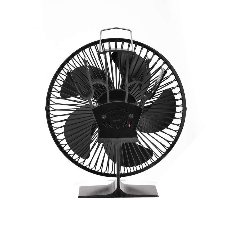 6 Blade Fireplace Fan Heat Powered Log Wood Burner Stove Silent Heat Circulation Fan Black