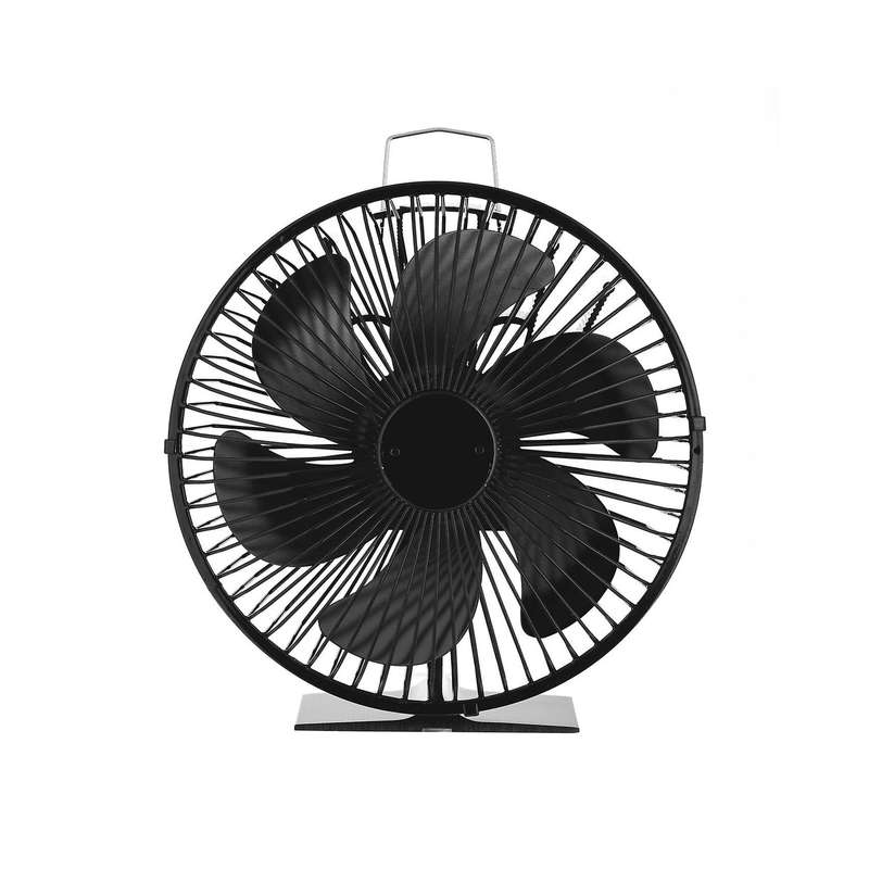 6 Blade Fireplace Fan Heat Powered Log Wood Burner Stove Silent Heat Circulation Fan Black