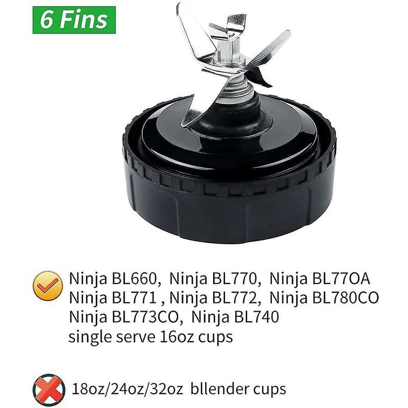 6 Fins Extractor Blades Replacement Parts for Nutri Ninja BL770 BL780 BL660 Blender, 16 Oz Single S
