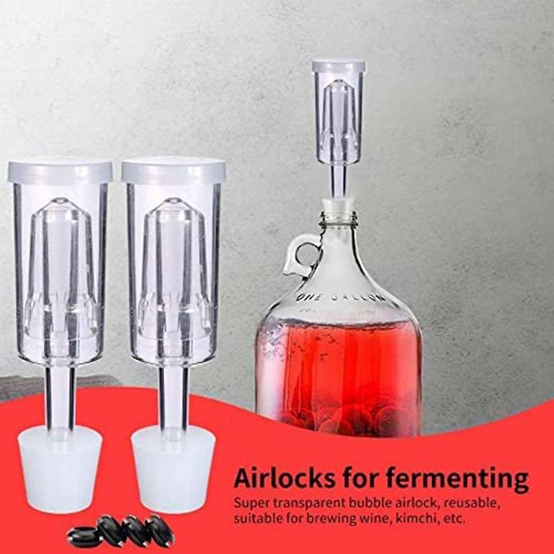 6 Fermentation Air Locks with 6 Stopper Wine Air Locks