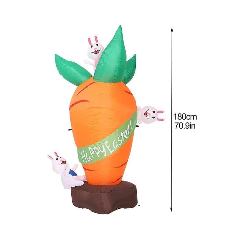 6 Ft Easter Inflatable Carrot and Bunny, Blow Up Easter Decoration with -in Led Lights for Easter P
