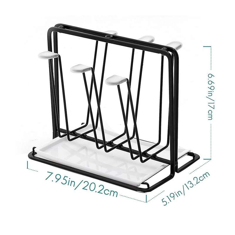 6 Bottle Dish Drainer Metal Bottle Holder, Drip Rack for Vessels with Drip Tray, for
