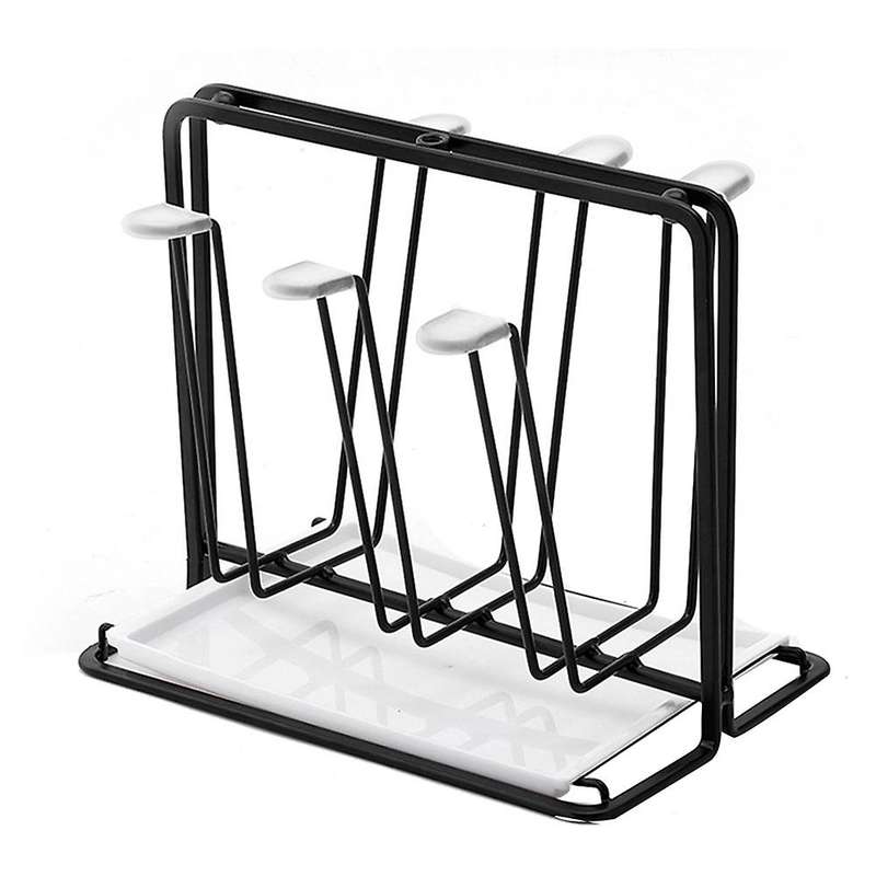 6 Bottle Dish Drainer Metal Bottle Holder, Drip Rack for Vessels with Drip Tray, for