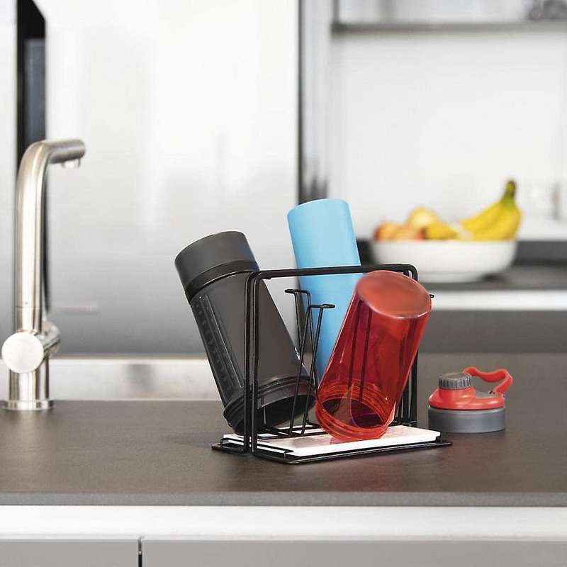 6 Bottle Dish Drainer Metal Bottle Holder, Drip Rack for Vessels with Drip Tray, for