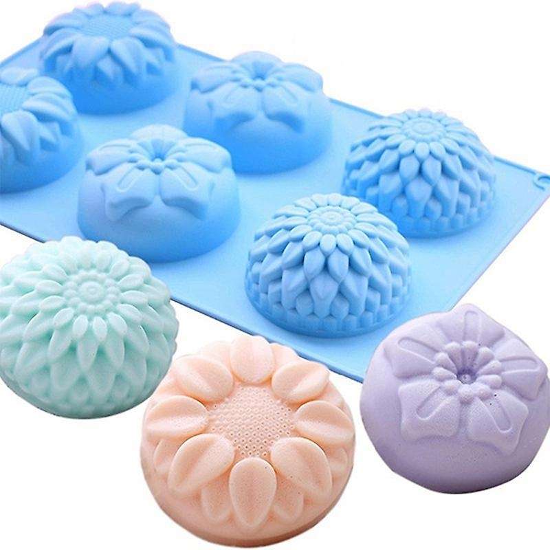 6 Cavities Sunflower Muffin Cups Cupcake Pans Silicone Cake Baking Mold Craft Art Handmade Soap Mol