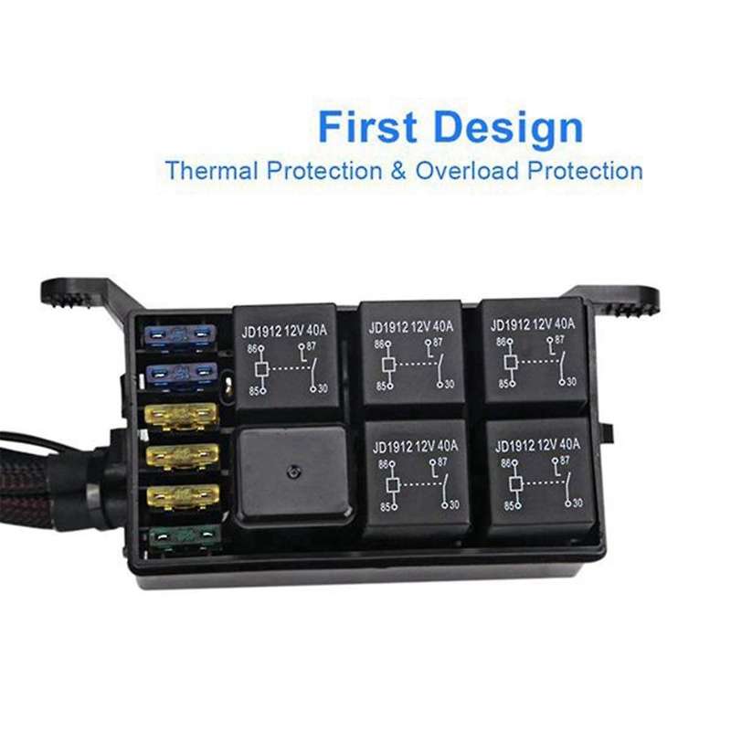 6 Gang Switch Panel Electronic Relay System Circuit Control Box Fuse Relay Box Wiring Harness for A