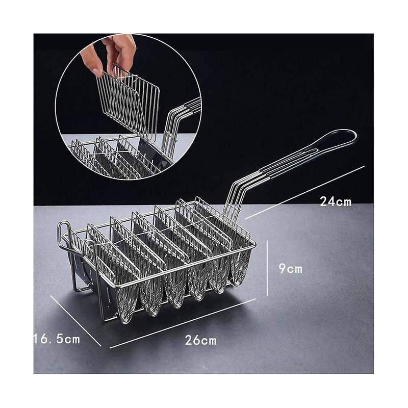 6 Grid Kitchen Fried Cooking French Fries Basket Tortilla Fry Basket for Deep Fat Fryer Basket Stai