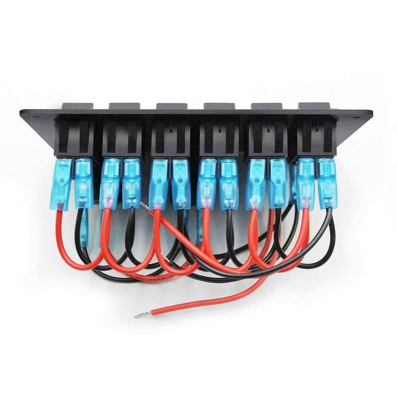 6 Gang Rocker Switch Panel ON/OFF Lights Dual USB Ports Car Marine Circuit Breaker DC 12V/24V LED Di