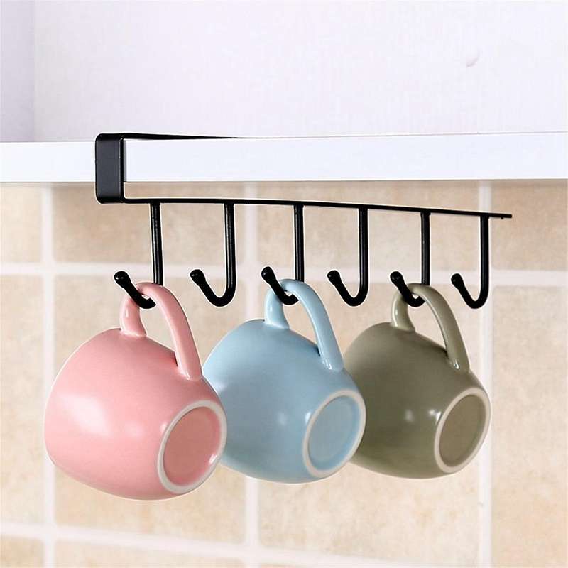 6 Hook Coffee Cup Mug Holder Hooks Shelf Multifunction Kitchen Cabinet Sundries Organizer Storage Ha