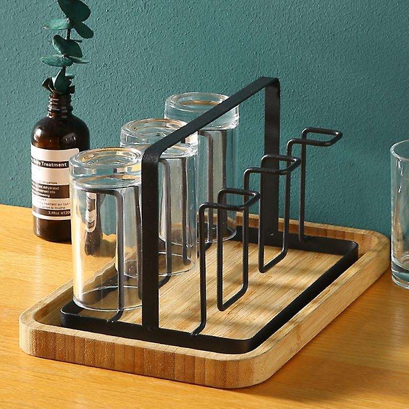 6 Glass Cups Stand Holder Drying Shelf Kitchen Water Cup Rack Home Hanging Drainer Storage Rack Acc