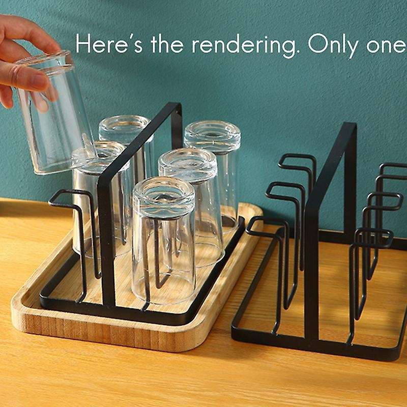 6 Glass Cups Stand Holder Drying Shelf Kitchen Water Cup Rack Home Hanging Drainer Storage Rack Acc