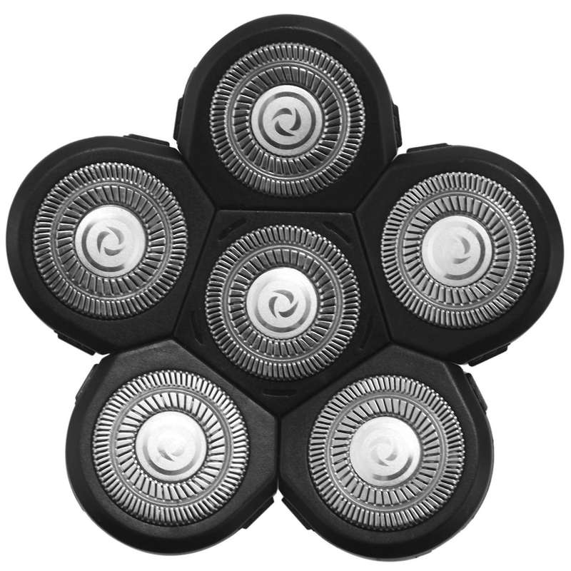 6 In 1 Blade Heads 6 Blades Beard Cutter Replacement Blade Bald Electro 6d Accessories for Men Head