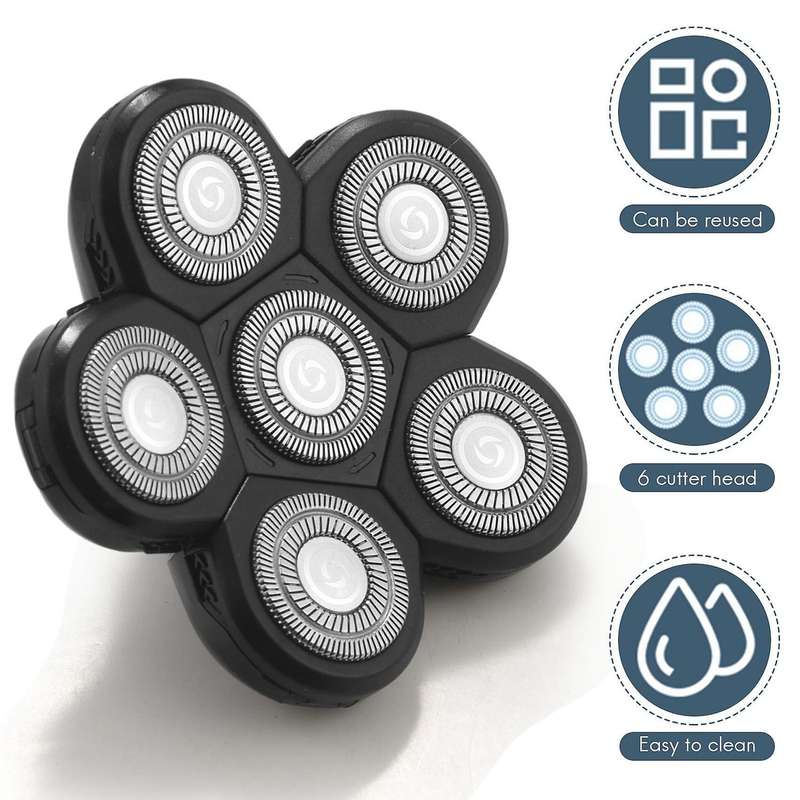 6 In 1 Blade Heads 6 Blades Beard Cutter Replacement Blade Bald Electro 6d Accessories for Men Head
