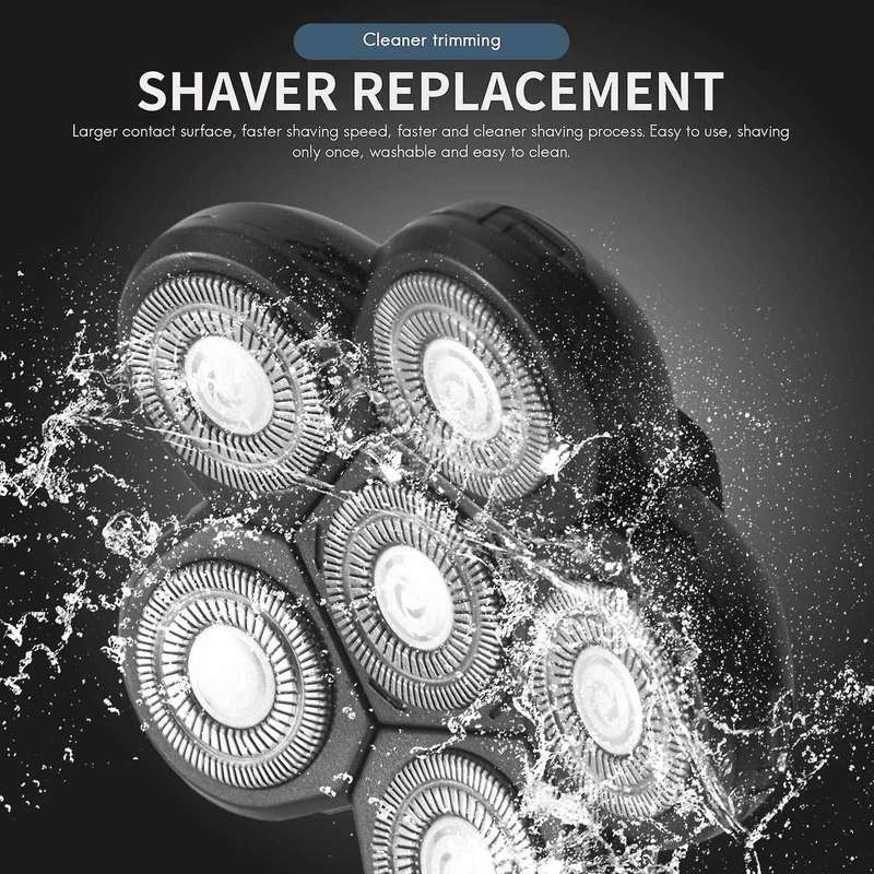 6 In 1 Blade Heads 6 Blades Beard Cutter Replacement Blade Bald Electro 6d Accessories for Men Head