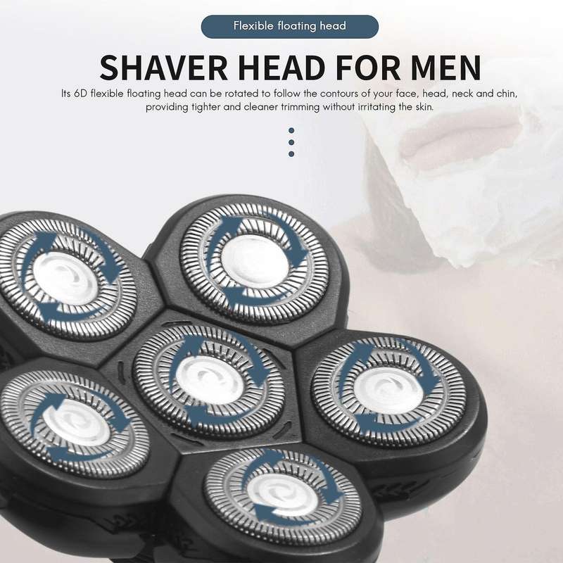 6 In 1 Blade Heads 6 Blades Beard Cutter Replacement Blade Bald Electro 6d Accessories for Men Head