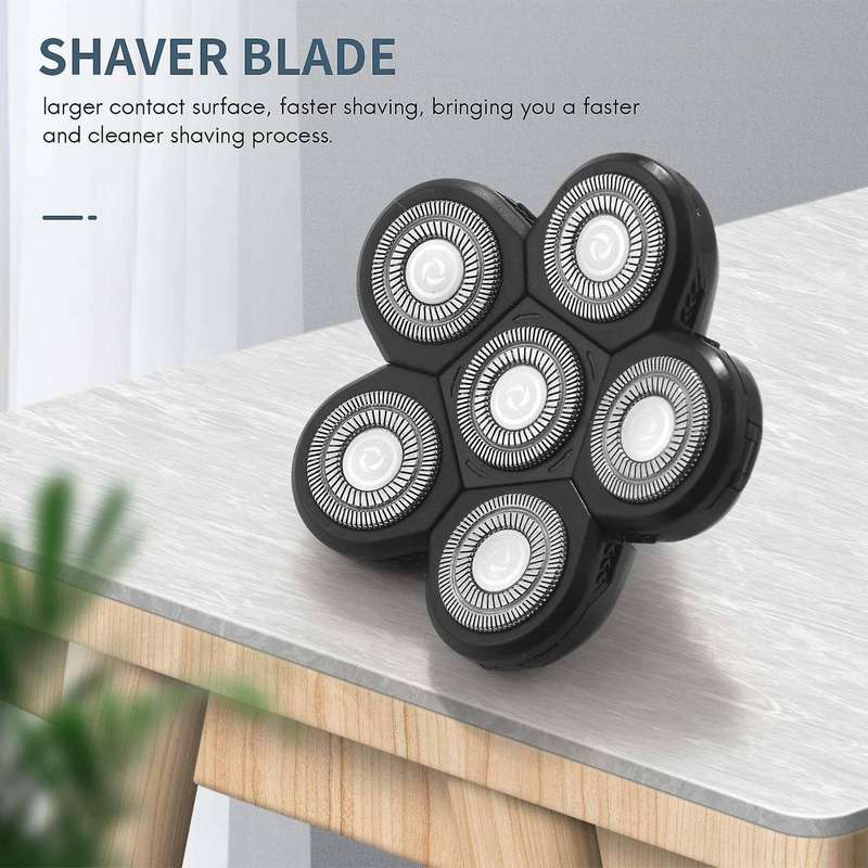 6 In 1 Blade Heads 6 Blades Beard Cutter Replacement Blade Bald Electro 6d Accessories for Men Head