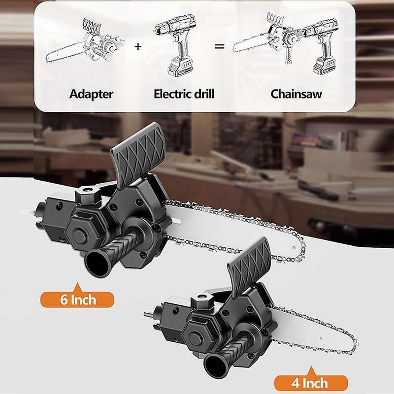 6 Inch Electric Drill Modified to Electric Chainsaw Adapter Tool Portable Conversion Head Kits Wood