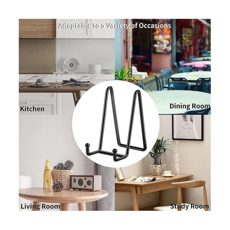 6 Inch 5 Pack Black Metal Plate Stand Plate Holder for Picture, Decorative Plate, Book