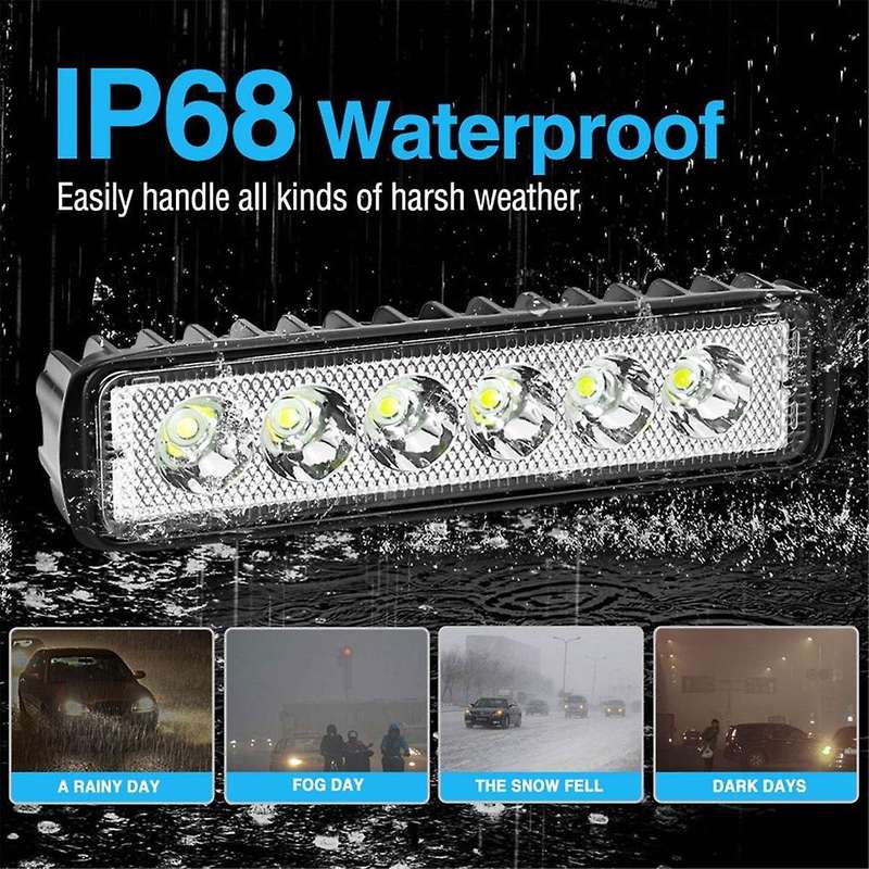 6 Inch LED Light Bar White 30W 6000K Work Pods Single Row Off Road Driving Fog Boat Light Waterproo