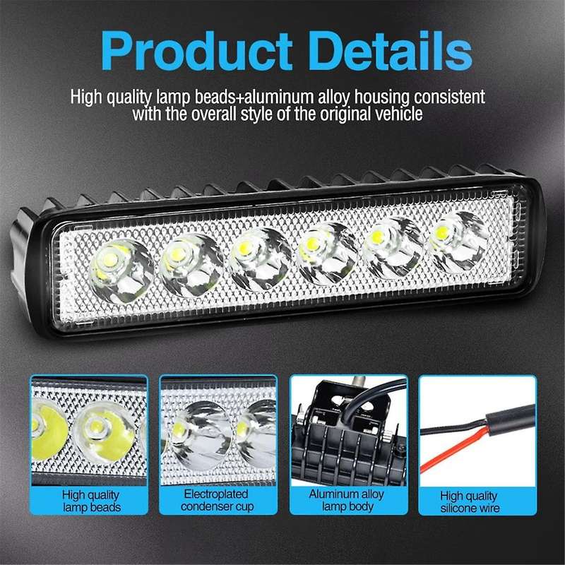 6 Inch LED Light Bar White 30W 6000K Work Pods Single Row Off Road Driving Fog Boat Light Waterproo