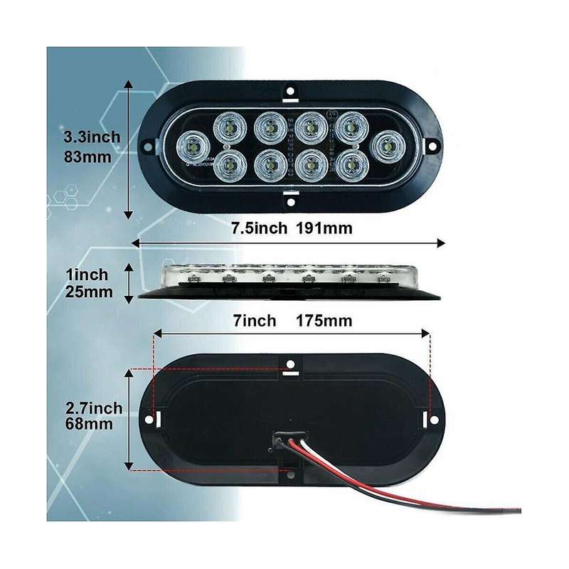 6 Inch Led Set Edge Light Tail Light Turn Signal Light Brake Light Car Accessories Yellow