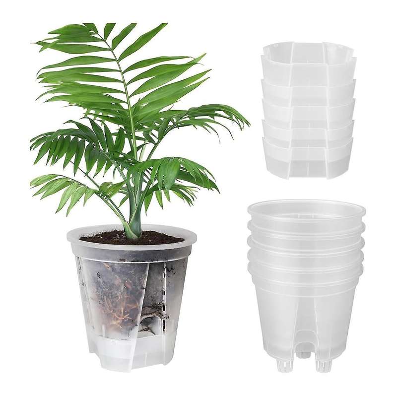 6 Inch Transparent Plastic Garden Pots Self Watering Planters, 5 Pack Plastic Nursery Plant Pots wit